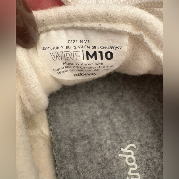 Men’s AllBirds Wool Runner Fluffs - Natural White size 10 - Picture 11 of 11